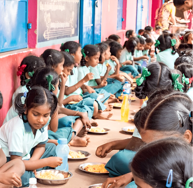 A collage of Astu Foundation's work with children, women, elders, and patients.